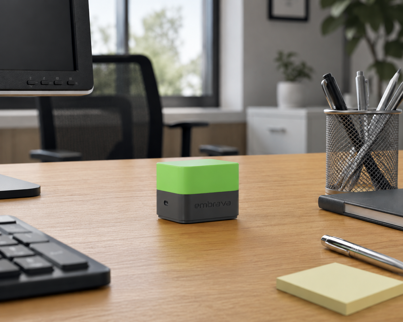 Blynclight showing availability on an office desk